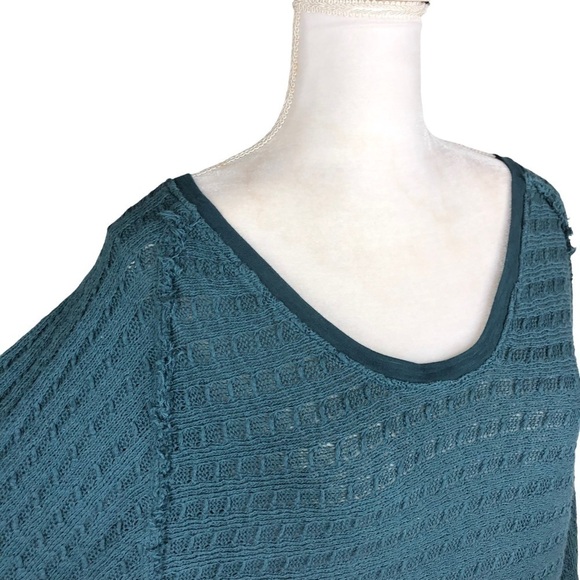 Free People teal open-weave slouchy dolman sweater scoop neck We the Free XS - Picture 11 of 14